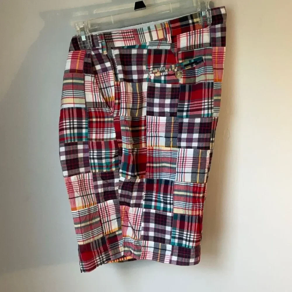 Men’s Preppy Castaway Nantucket Island Madras Plaid Shorts, 42